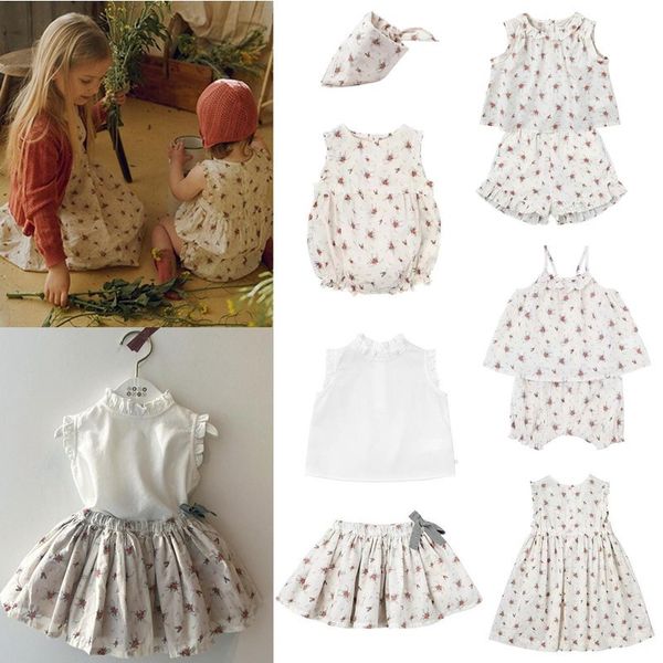 

hoodies sweatshirts baby girls casual dress 2023 summer bene brand kids clothes set and pant floral printed sleeveless tee skirts suit 23090, Black