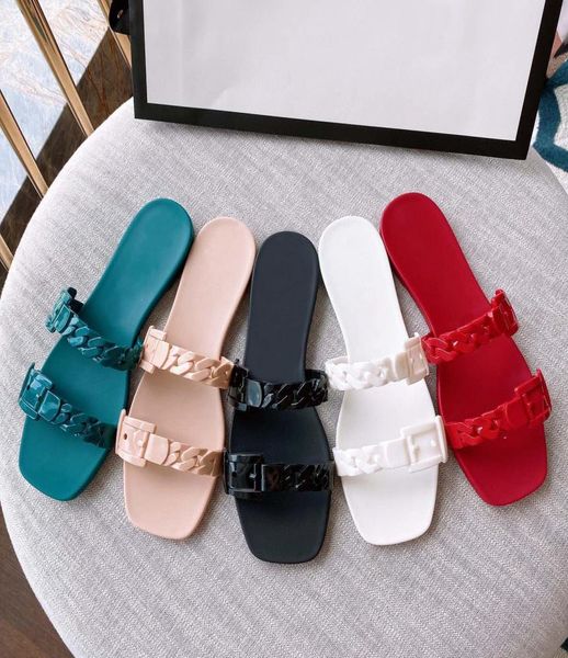 

fashion jelly summer women chain sandals slippers slides female nip nops mushroom slipper pvc sandal camellia slide beach shoes wi2684388, Black