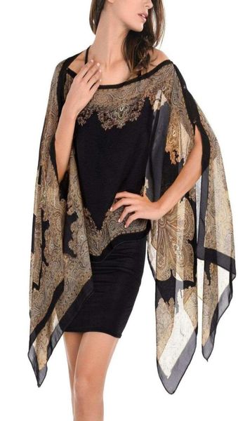 

womens paisley print chiffon beachwear poncho bikini cover up poncho sarong scarfs beach sarongs unique8451913, Blue;gray