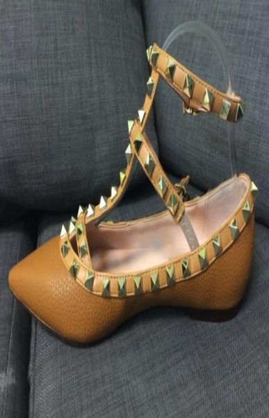 

actual shoes3258 404142 genuine leather grain pointy strappy flats shoes tan7392967, Black
