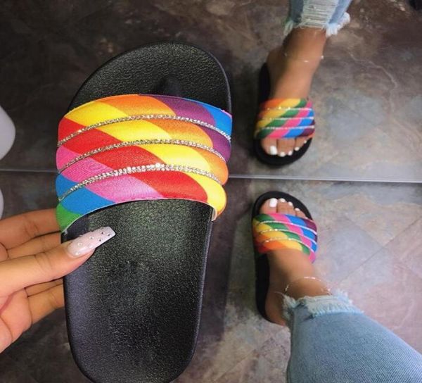 

2021 women shoes sandals indoor house slippers drill plastic slipper beach flip flops for fashion low 5414366, Black