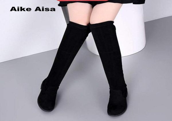 

size 3541 winter over the knee boots women stretch fabric thigh high woman flat shoes long bota feminina fast delivery y9 y27634563, Black