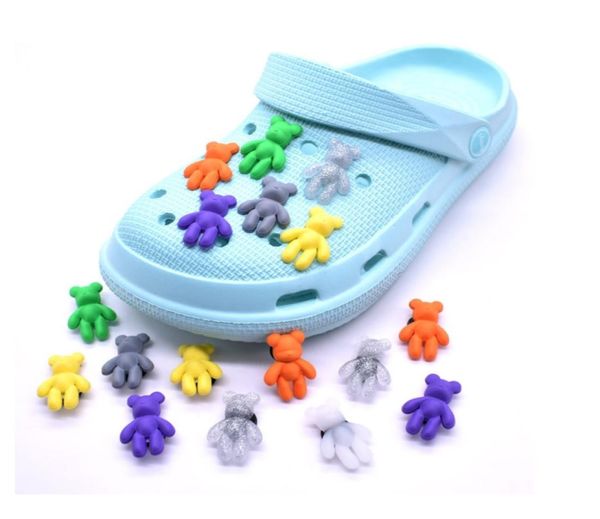 

pvc rubber shoe charms shoes accessories jibz fit wristband buttons buckle cartoon littel bear holeshoes decorations gift2733026, White;pink