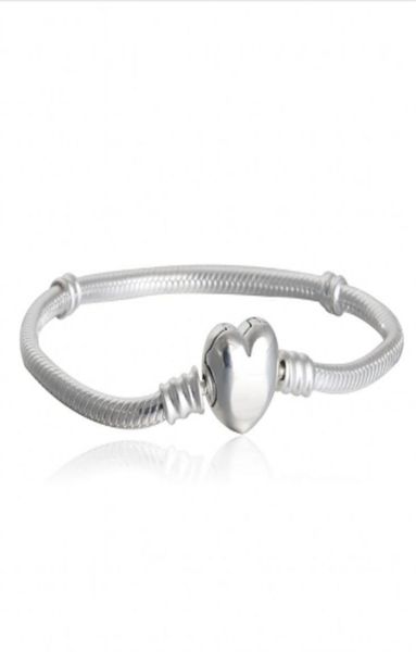 

new heart clasp bracelets famous brand logo authentic 925 sterling silver fashion chain charm bracelets diy charms beads pd17232761, Black