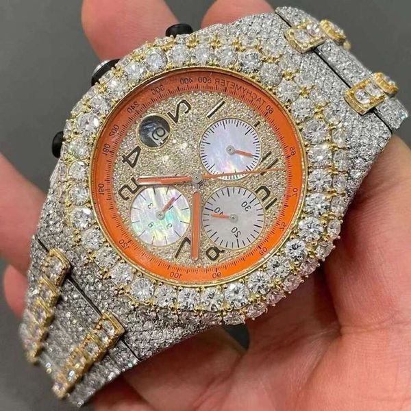 

dn8d 3nnj 2023other watch wristwatch luxury jewelry vvs iced out watch vvs1 diamond 2 ton gold color mechanical watch hip hopa931, Slivery;brown