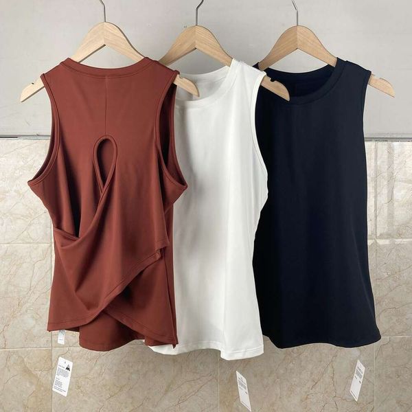

shop wrapback sleeveless breathable yoga sports running fitness sleeveless tank with droplet hollow back