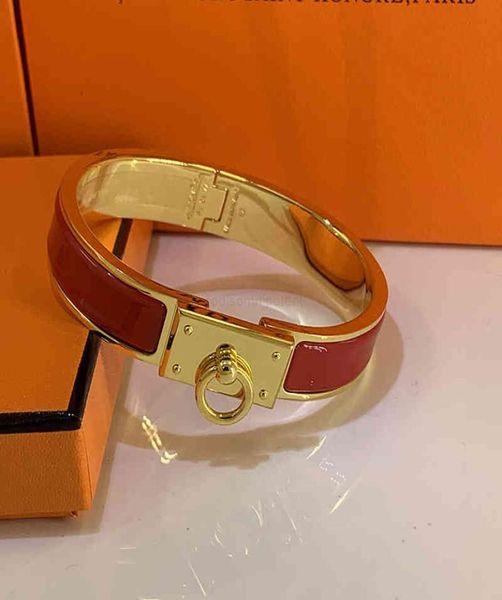 

designer highversion brand enamel bangles jewelry 18k rose gold steel titanium belt couples love h letter lock christmas party cuf9958698, Black