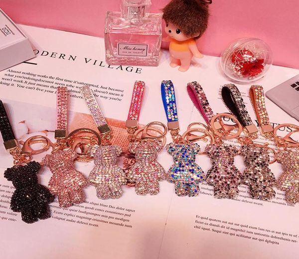

key ring pvc keychain diy craft cartoon bear handmade rhinestone crystal key chains charm pendant keychains for women gifts5329987, Silver