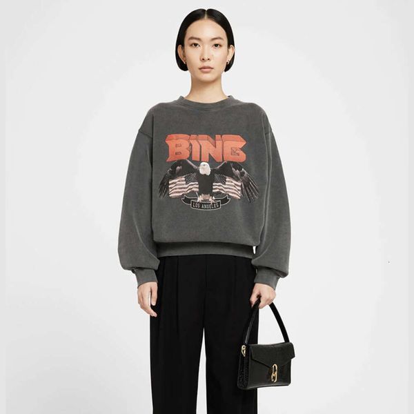 

23 early autumn pullover anines bing classic eagle sweatshirt white ink digital printing color sweater girl, Black