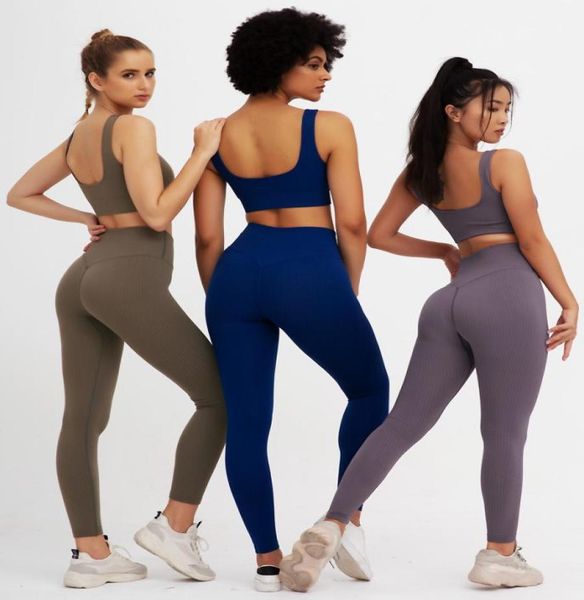 

bodybuilding seamless yoga clothes suit european and american sports sets tights workout suits running sportswear for women8683060