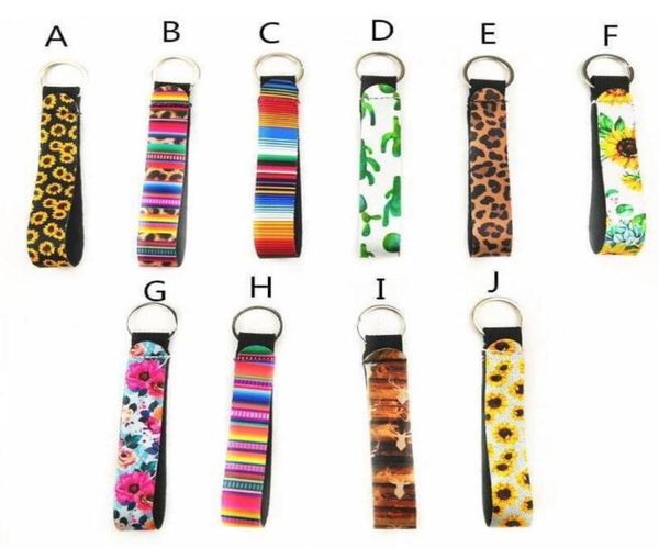 

neoprene wristlet keychain colourful printed wrist key belt strip leopard lanyard key ring keychains7763186, Silver