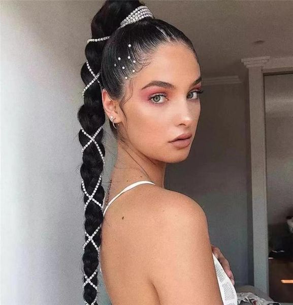 

hair clips barrettes rhinestone super long tassel braided chain women039s jewelry luxury 60in crystal bridal makeup accessori8580417, Golden;silver