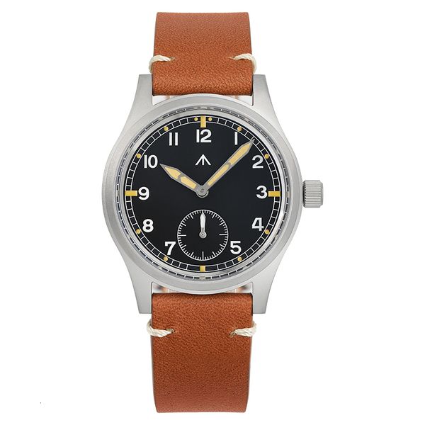 

wristwatches fashion mens 36mm wristwatch retro d12 military watches subseconds 100m waterproof vintage quartz army dirty dozen men watch 23, Slivery;brown
