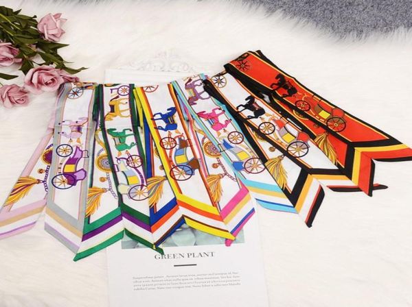 

new retro hair band emulation silk scarf arm bag handle small ribbon thin narrow strip womens scarf whole2930576, Blue;gray