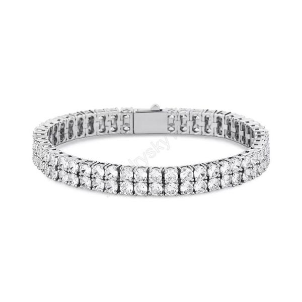 

hip hop tennis bracelet bling iced out 2 rows cz stone chain bracelets for women men link chains jewelry6855558, Golden;silver
