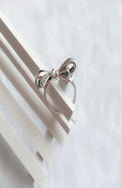 

new 925 sterling silver gorgeous bows ring set original box for luxury fashion cz diamond wedding gift ring2694905, Slivery;golden
