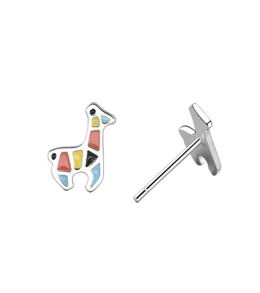 

925 silver drip enamel color polyline horse stud earrings simple delicate sweet fresh wedding gift personalized9257724