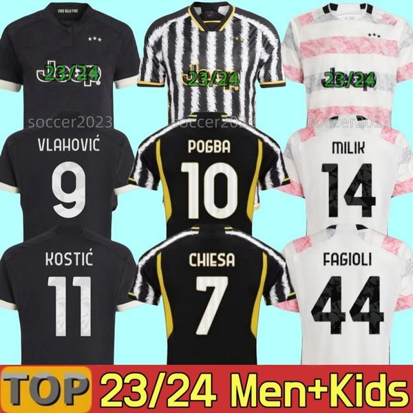 

23 24 fagioli vlahovic chiesa milik soccer jerseys juventus 2023 2024 pogba kostic t.weah men kids set bonucci kit di maria uniform kostic d, Black;yellow