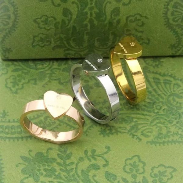 

3 colors love ring simple heart luxury brass couple rings fashion women designer jewelry wholesale, Silver