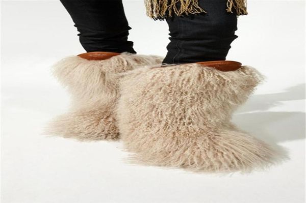 

2020 women winter snow boots genuine real hairy ostrich feather furry fur flats slip on warm runway knee high botas black white 354993896