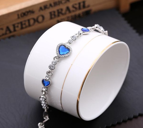 

kuniu 2018 lovely charming elegant women lady ocean red crystal heart bangle bracelet1401698, Black