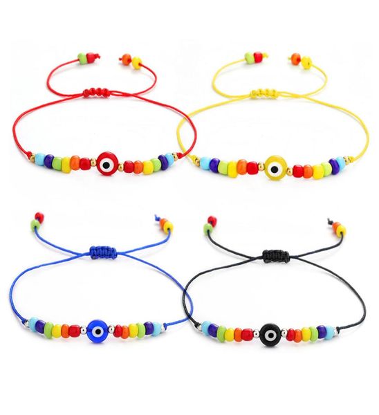 

turkish evil eye bracelet for women fashion beads 2021 bohemian rainbow beaded jewelry rope string lucky bracelets2661894, Golden;silver
