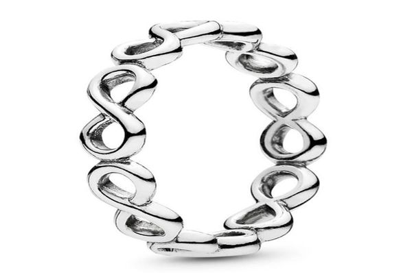 

fit simple infinity band ring sterling silver 925 bracelet 100% authentic pendant charms european rings diy style jewelry7947189