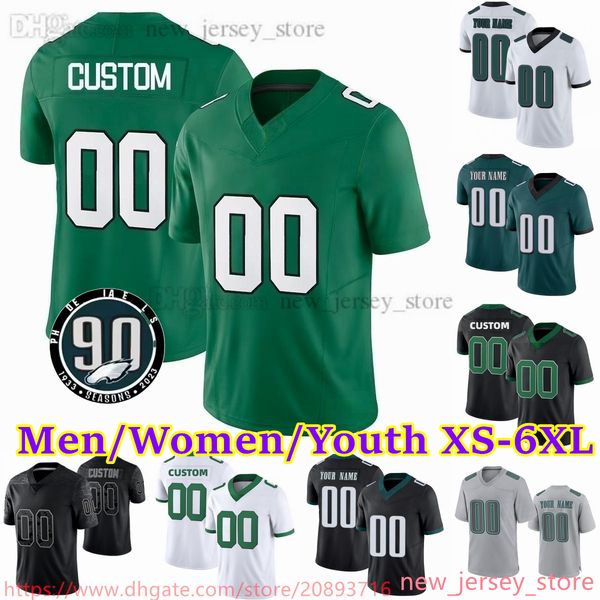 

custom s-6xl diy 1 jalen hurt football jersey 11 a.j. brown 6 devonta smith 7 haason reddick 62 jason kelce 91 fletcher cox miles sanders ad, Black