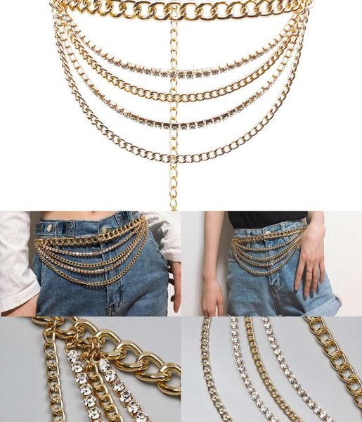 

hip pants multi layer gold fashion hop jeans punk street po accsori waist chain women7525422, Silver