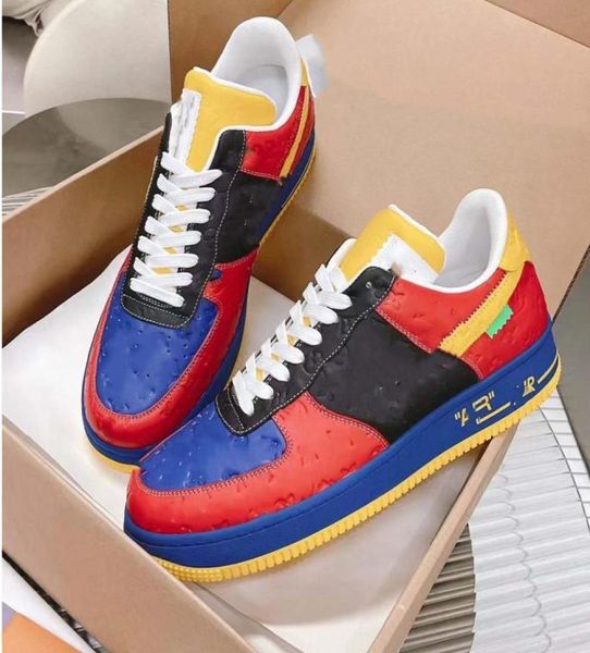 

designer sneaker virgil trainer casual shoes calfskin leather abloh white green red blue letter overlays platform low sneakers siz9058905, Black