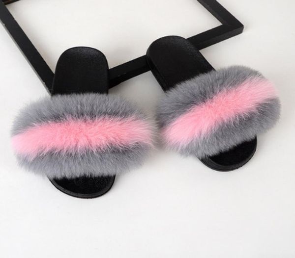 

fur slides fox fur slides whole fox fur slides slippers for women7175341, Black