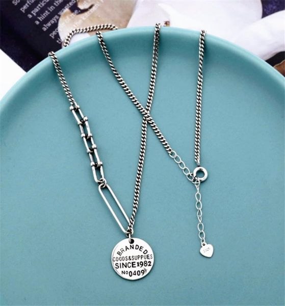 

korean style punk vintage style large big pendant necklaces round letters numbers tibetan silver necklaces gift to girlfriend1645828