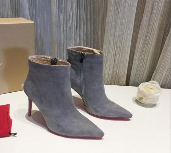 

with box new shoes womens high heels 10cm boot ankle winter real leather pumps paris boots size 35-415442739, Black