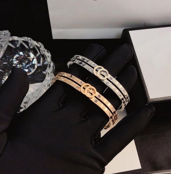 

designer bracelet bangle charm bracelet luxury bracelets women letter jewelry plated stainless steel 18k gold wristband cuff fashi2036690, Black