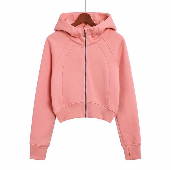 

lu women fashion scubas full zipper yoga hoodie jackets thick scuba hoodys sports sweater #1492, Black;brown