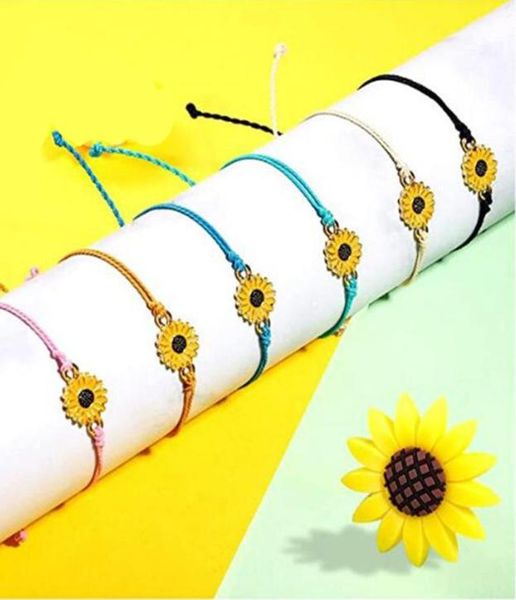 

daisy woven rope bracelet adjustable black pink rope flower charm handmade friendship for men and women9153126, Golden;silver
