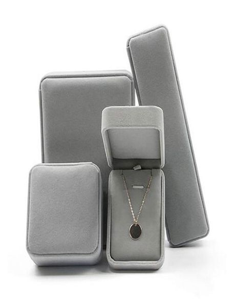 

luxury velvet jewelry box for ring bracelet necklace earring cases gift boxes white black red pink color available hiphop jewelry 8039425, Black;white