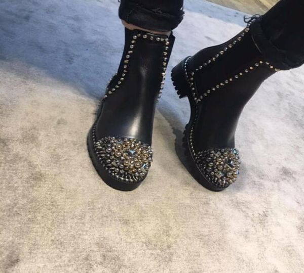 

fashion luxury designer women boots s women boot girls designer luxury shoes with studded spikes party boots winter 1a281351223, Black