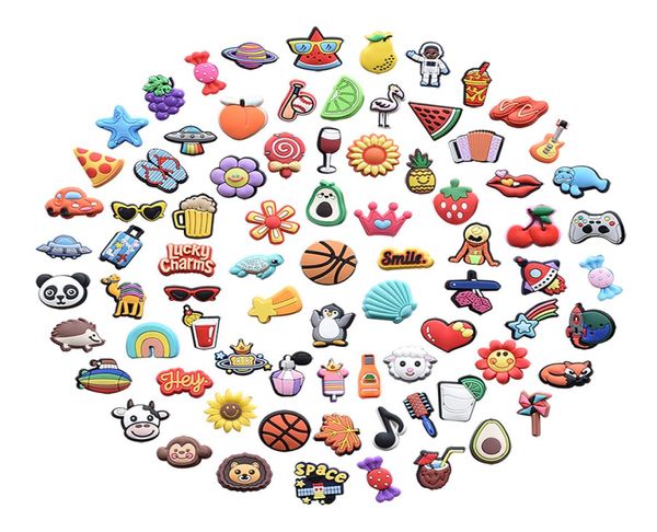 

random cartoon animal fruit beach soft rubber pvc shoe charms for bracelet decoration shoe accessories part gift2811079, White;pink