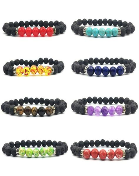 

fashion 8mm natural black lava stone beads chakra bracelet diy lava rock essential oil diffuser bracelet for women8744228
