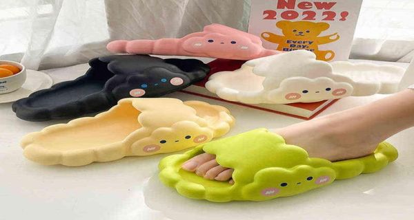 

summer women men039s slippers thick platform beach slide sandals nonslip flip flops cartoon clouds high heels ladies bath shoe1840589, Black