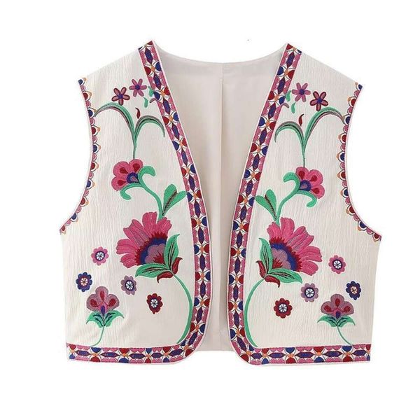 

flower embroidered vest spring short colour comparing retract colored sleeveless womens coat, Black;white