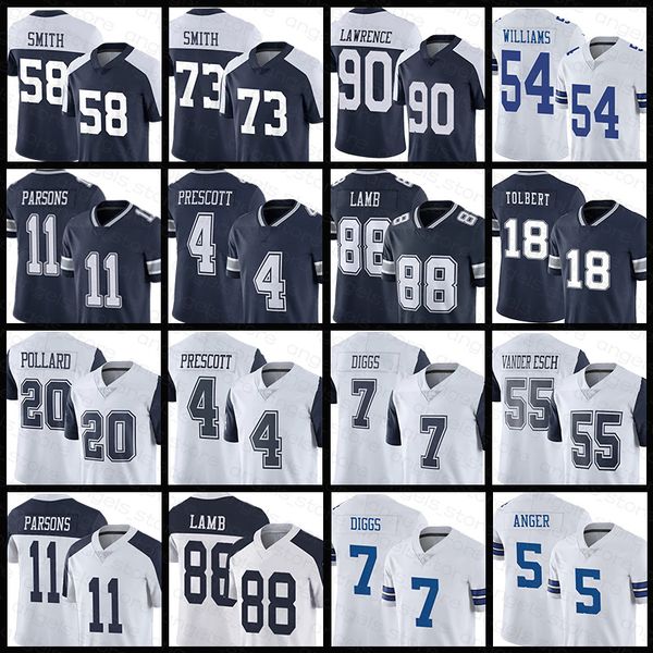 

4 dak prescott 88 ceedee lamb 7 trevon diggs football jersey micah parsons trey lance tony pollard tyler smith leighton vander esch demarcus, Black;red