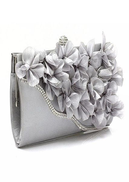 

fashion lady satin clutch bag flower evening party wedding purse chain shoulder handbag colorspink7863814