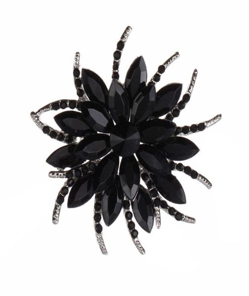 

luxury bijoux large crystal rhinestone flowers brooches epoxy corsage wedding broach bouquet hijab pin broches party women1011827, Gray