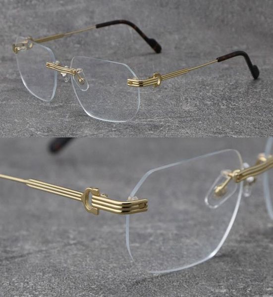 

latest fashion men frames sunshade glasses 0271s head composite metal rimless optical frame classic rectangle square 18k gold luxu7692241, Silver
