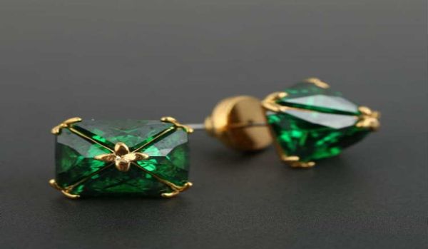 

fashion earrings big brand design highend emerald goldplated earrings 7 colors women039s stud in stock 6806908, Golden;silver