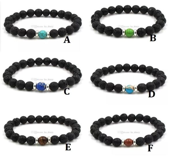 

handmade natural black lava stone beads elastic bracelet essential oil diffuser bracelet volcanic rock beaded hand strings3949254, Golden;silver
