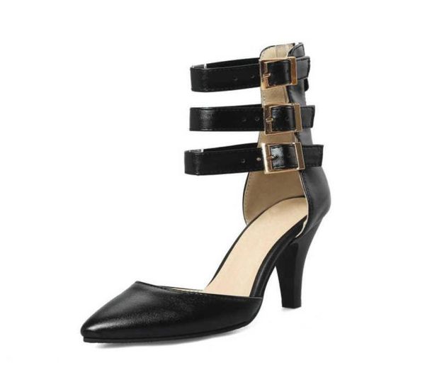 

big size 14 15 16 17 high heels sandals women shoes woman summer ladies shallow fineheeled buckle tip back zipper x05266716821, Black