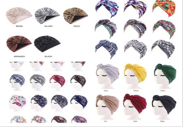 

new floral print cotton turban hat bandana scarf cancer chemotherapy chemo beanies headwrap caps sleep cap for women2142606, Blue;gray